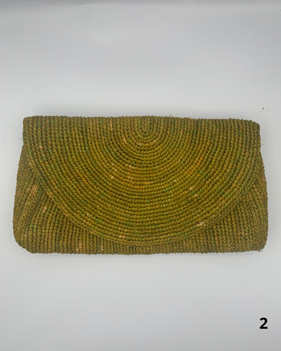 Pochette raphia MANAMBINA : palette de vert