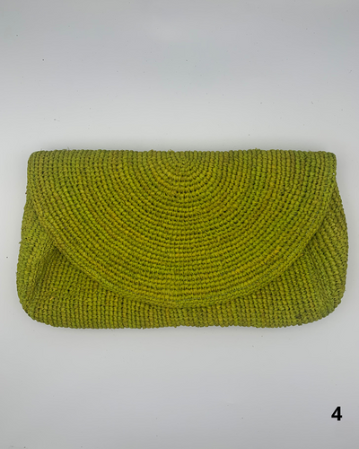 Pochette raphia MANAMBINA : palette de vert