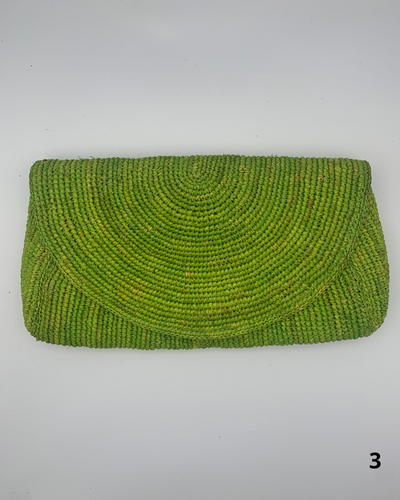 Pochette raphia MANAMBINA : palette de vert
