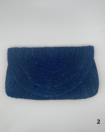 Pochette raphia MANAMBINA : palette de bleu