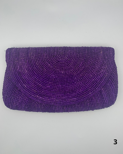 Pochette raphia MANAMBINA : palette de bleu