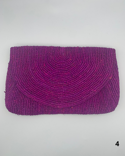 Pochette raphia MANAMBINA : palette de bleu