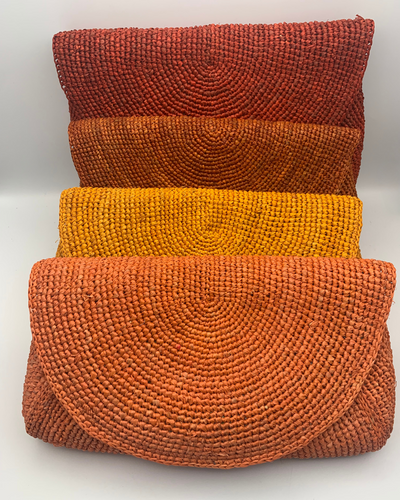 Pochette raphia MANAMBINA : palette de rouge