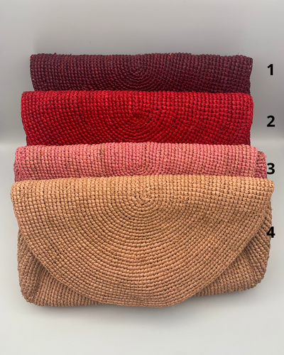 Pochette raphia MANAMBINA : palette de rose