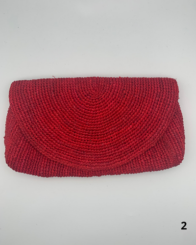 Pochette raphia MANAMBINA : palette de rose