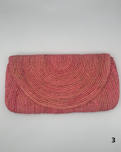 Pochette raphia MANAMBINA : palette de rose