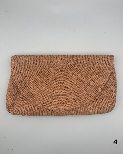 Pochette raphia MANAMBINA : palette de rose