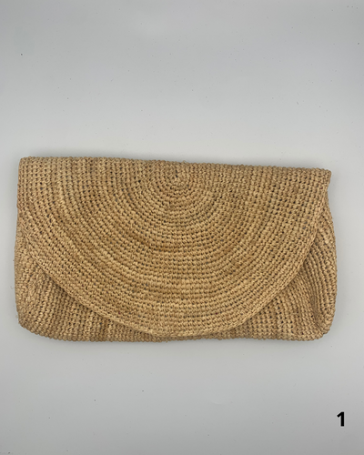 Pochette raphia MANAMBINA : palette de beige