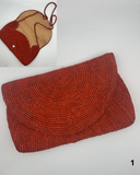 Pochette raphia MANAMBINA : palette de rouge