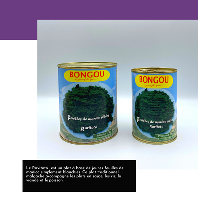 Le Ravitoto , est un plat à base de jeunes feuilles de manioc simplement blanchies. Ce plat traditionnel malgache accompagne les plats en sauce, les riz, la viande et le poisson.