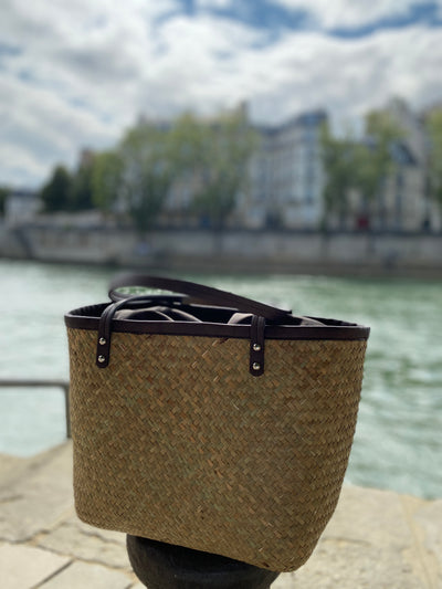 TIA M/L - Panier en penjy - Anse et finition en cuir - Made in Madagascar